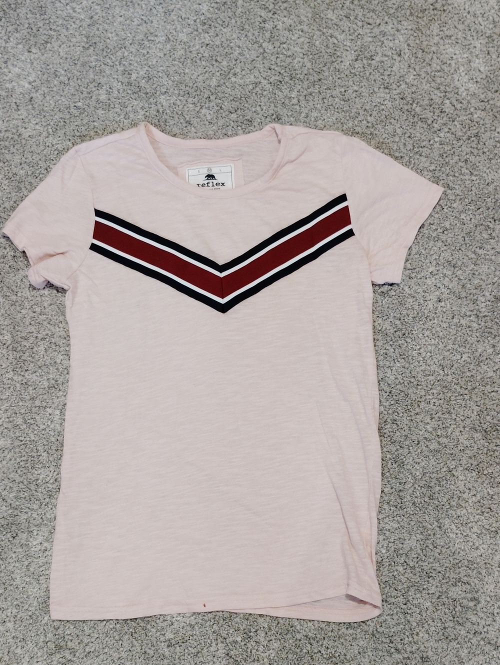 Reflex Light Pink Tee with Burgundy and Black Chevron